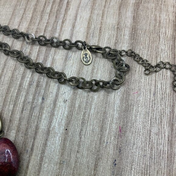 Premier Designs "Caliente" Antiqued Matte Gold Red Necklace - Picture 4 of 5